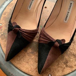 Manolo Blahnik - Black & Brown Suede Heels - Size 38.5